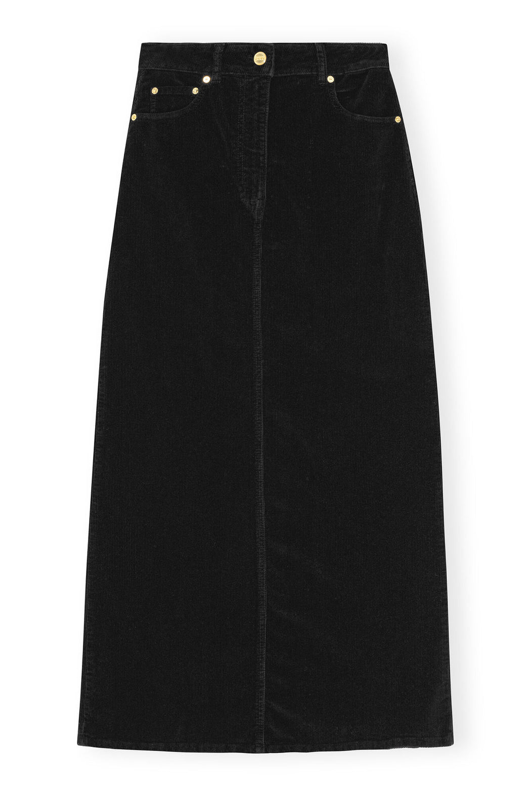 Ganni - Washed Corduroy Long Skirt in Black