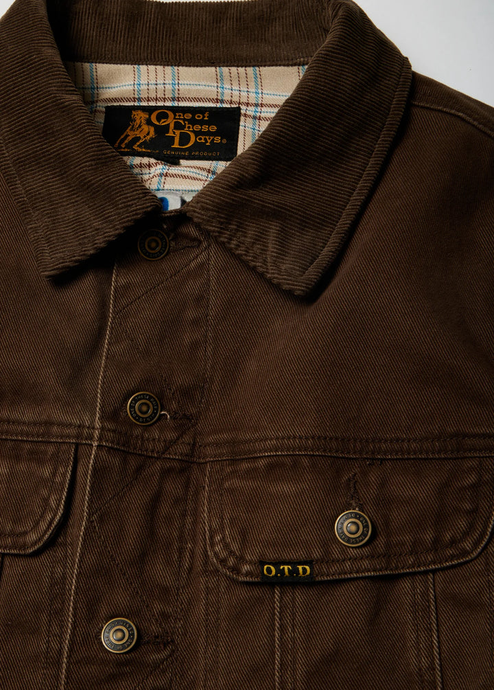 One of These Days - Lined Trucker Jacket Washed Brown Denim