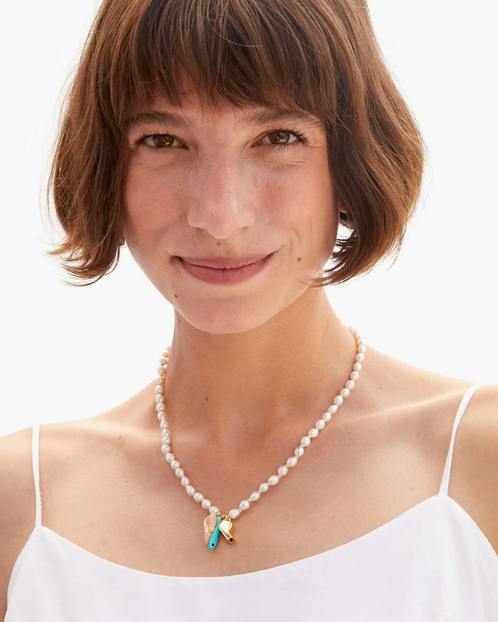 Clare V. - Freshwater Pearl Charm Necklace Multicolor