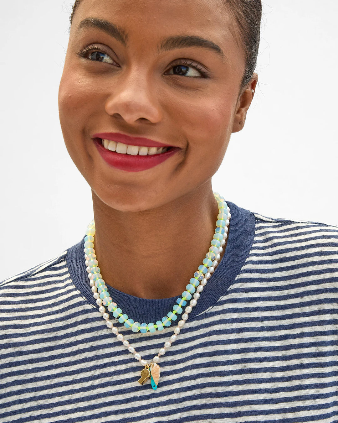 Clare V. - Freshwater Pearl Charm Necklace Multicolor