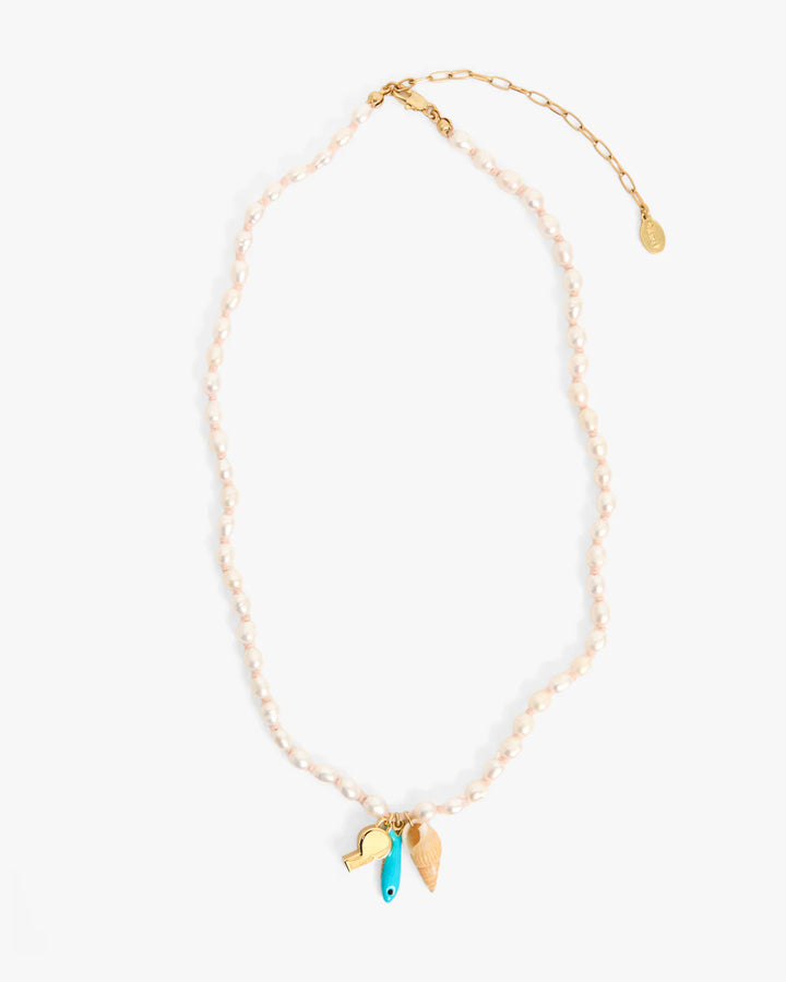 Clare V. - Freshwater Pearl Charm Necklace Multicolor