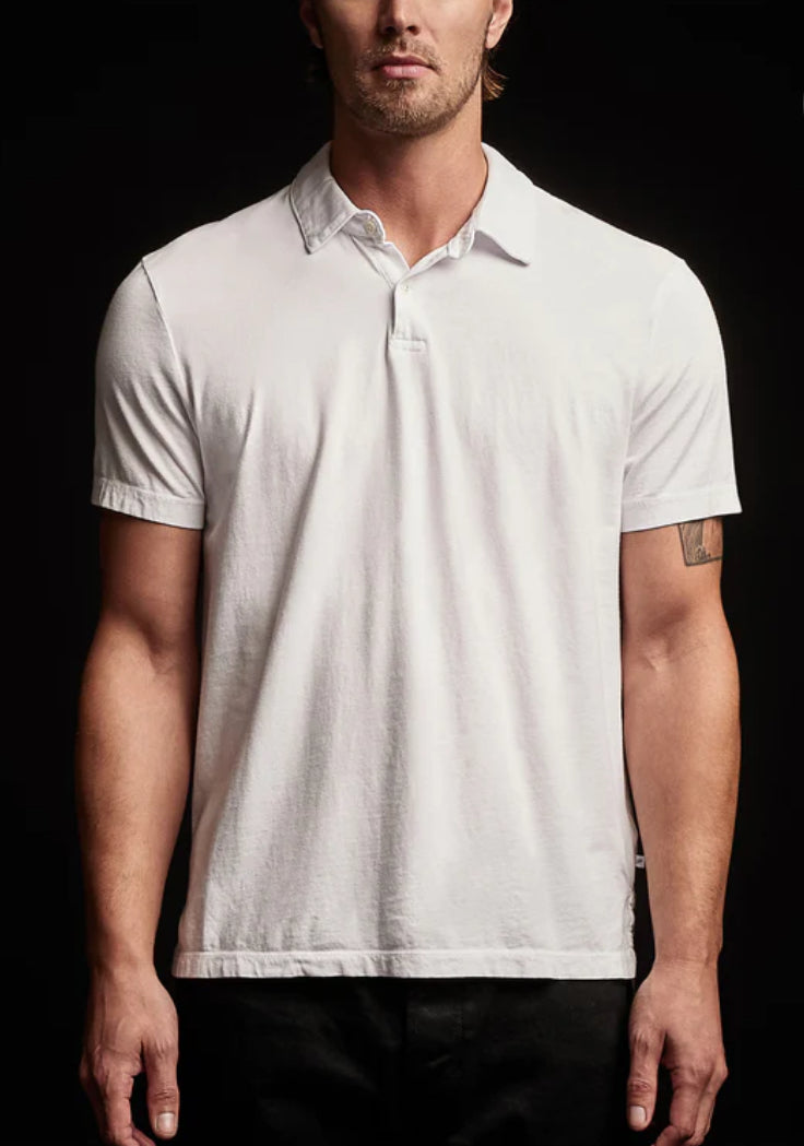 James Perse - Mens White Sueded Jersey Polo