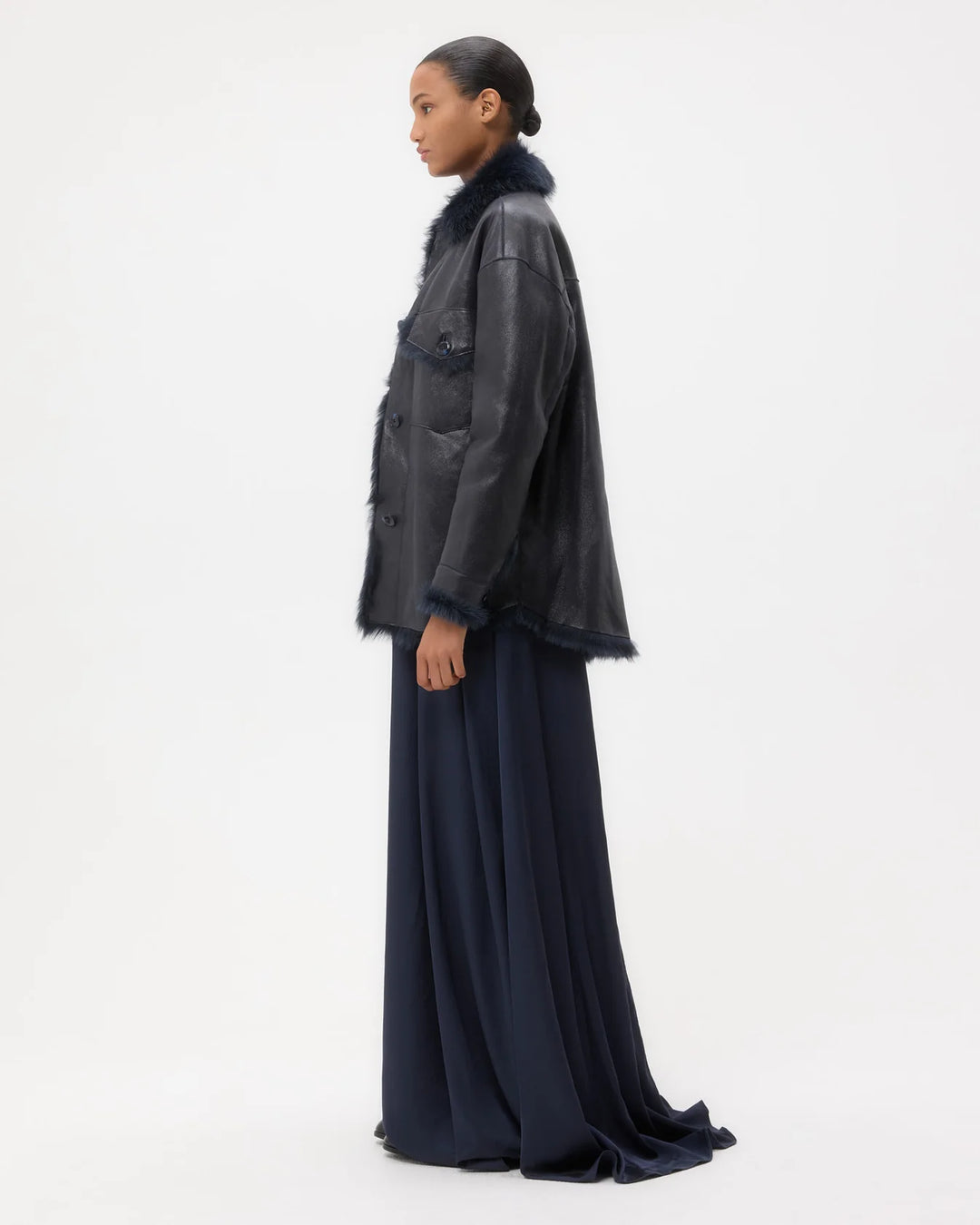 TWP - Aspen Shearling Coat in Midnight
