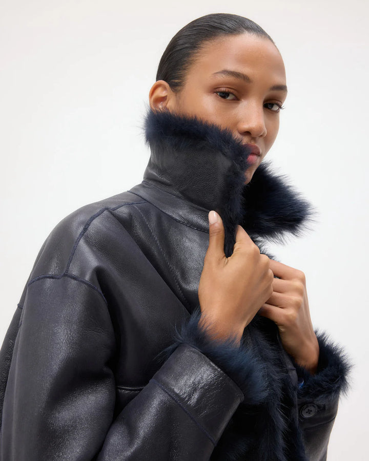 TWP - Aspen Shearling Coat in Midnight