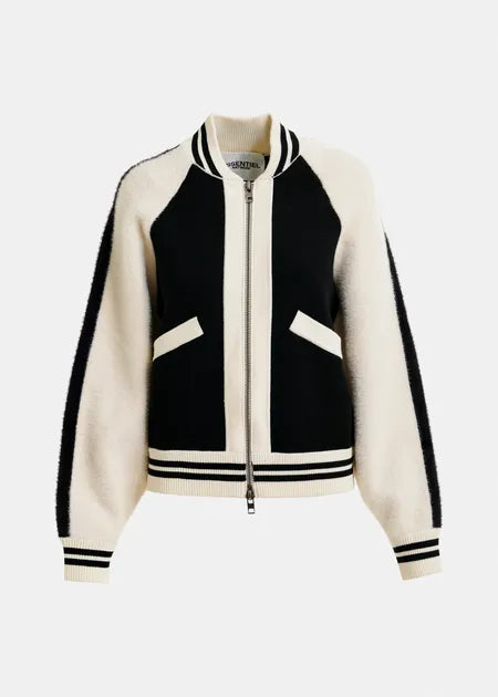 Essentiel Antwerp - Black White Faux Fur Knitted Bomber