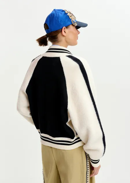Essentiel Antwerp - Black White Faux Fur Knitted Bomber