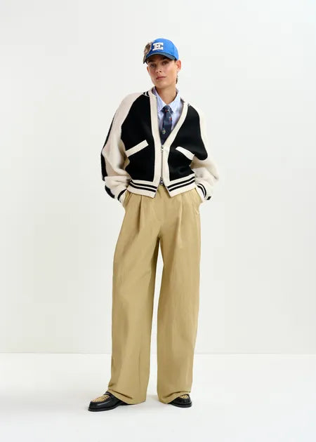 Essentiel Antwerp - Black White Faux Fur Knitted Bomber