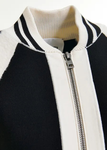 Essentiel Antwerp - Black White Faux Fur Knitted Bomber
