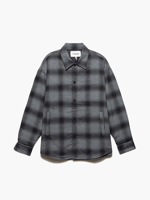 Frame - Men’s LW Padded Plaid Overshirt Black/Grey Plaid