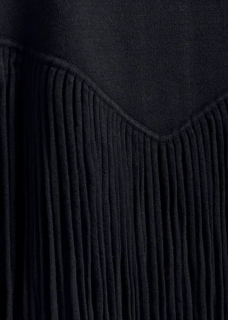 Essentiel Antwerp - Navy Cropped Knitted Fringe Jacket