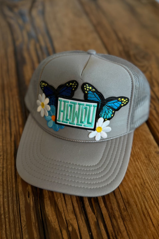 J+C Hats - Grey Howdy Butterfly Trucker Hat