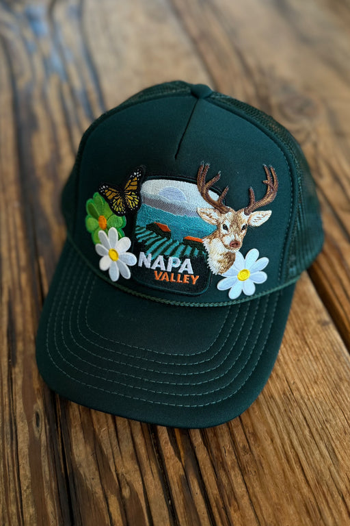 J+C Hats - Forest Green Napa Vineyard Buck Trucker Hat