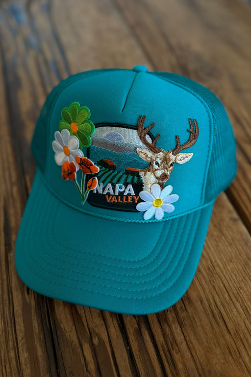 J+C Hats - Teal Napa Vineyard Buck Trucker Hat