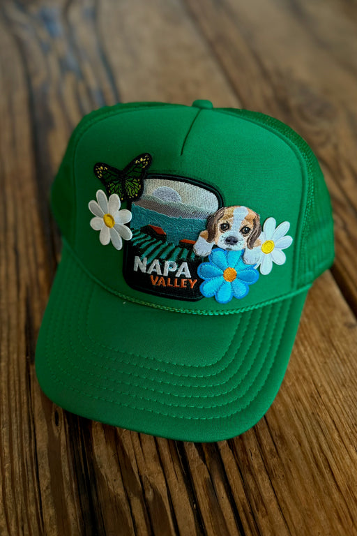 J+C Hats - Kelly Green Napa Vineyard Dog Trucker Hat