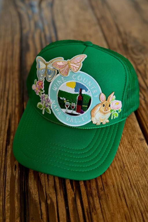 J+C Hats - Kelly Green Napa Wine Bunny Trucker Hat