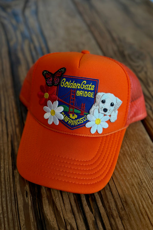 J+C Hats - Giants Orange Golden Gate Puppy Trucker Hat