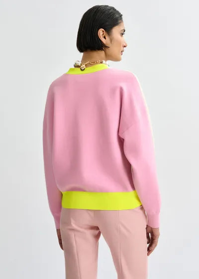 Essentiel Antwerp - Off-White Pink Yellow Colorblock Cardigan