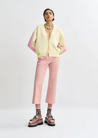 Essentiel Antwerp - Off-White Pink Yellow Colorblock Cardigan