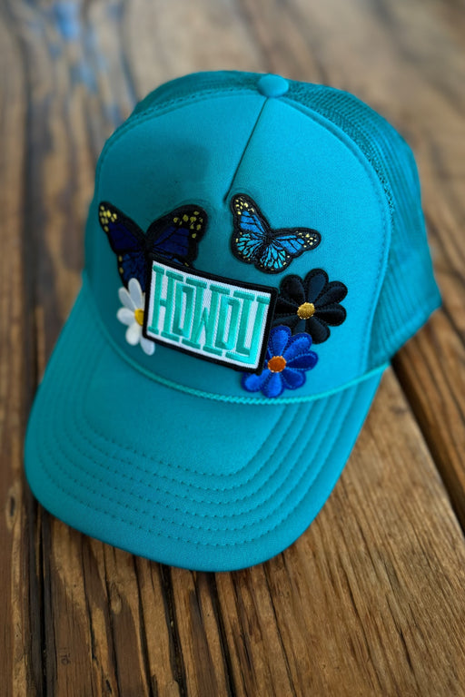 J+C Hats - Teal Howdy Butterfly Trucker Hat