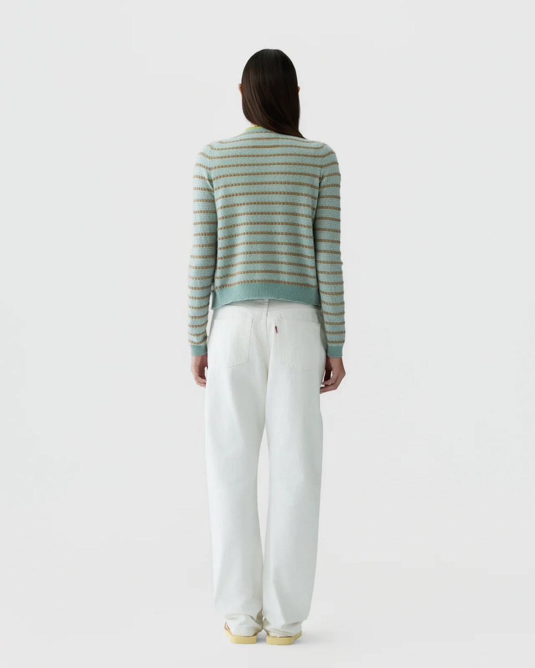 Guest in Residence - Pebble Stripe Jane Cardigan Sagebrush Combo