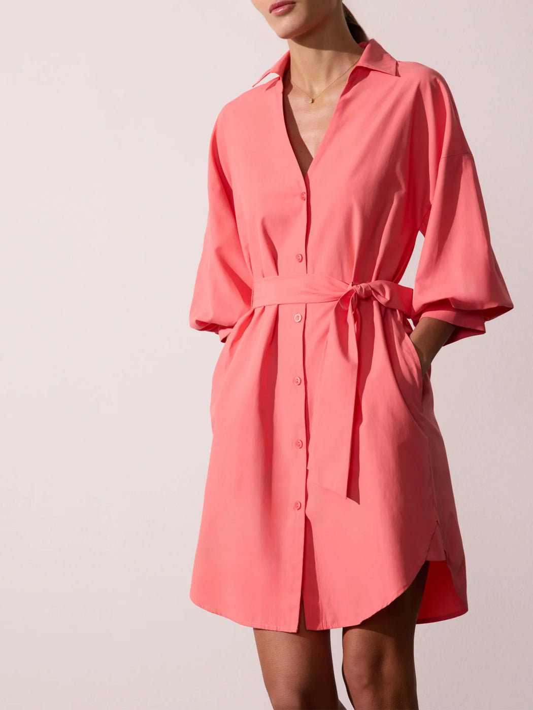 Brochu Walker - Bright Coral Kate Belted Dress