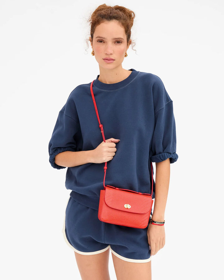 Clare V. - Kathryn Bag Red Embossed Lizard