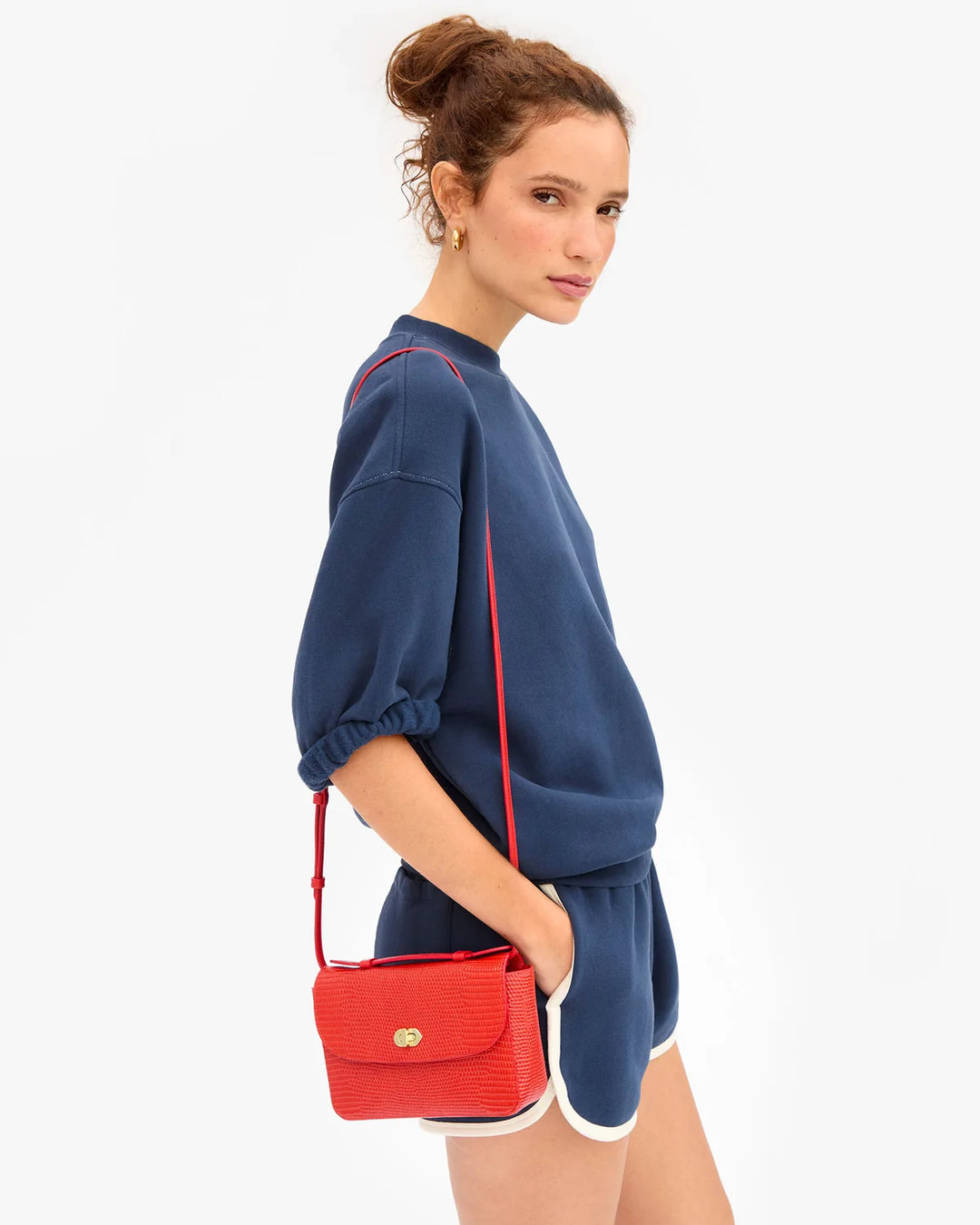 Clare V. - Kathryn Bag Red Embossed Lizard