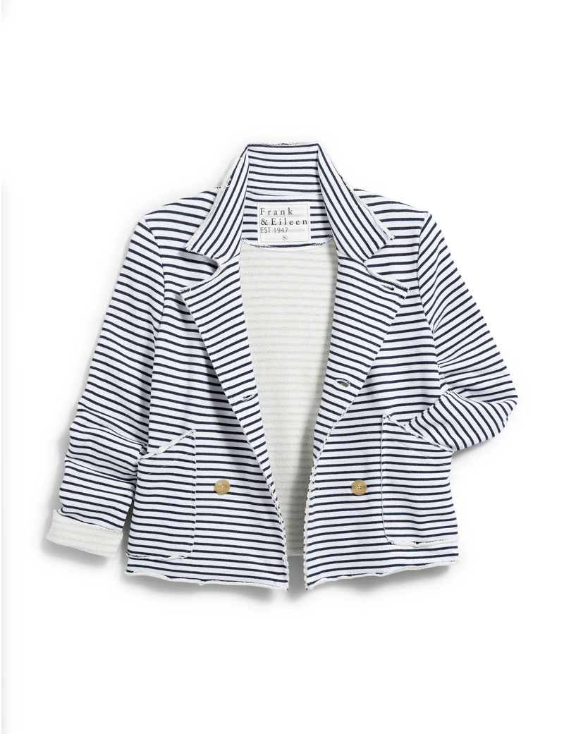 Frank & Eileen - Mini Belfast Crop Peacoat Navy French Stripe