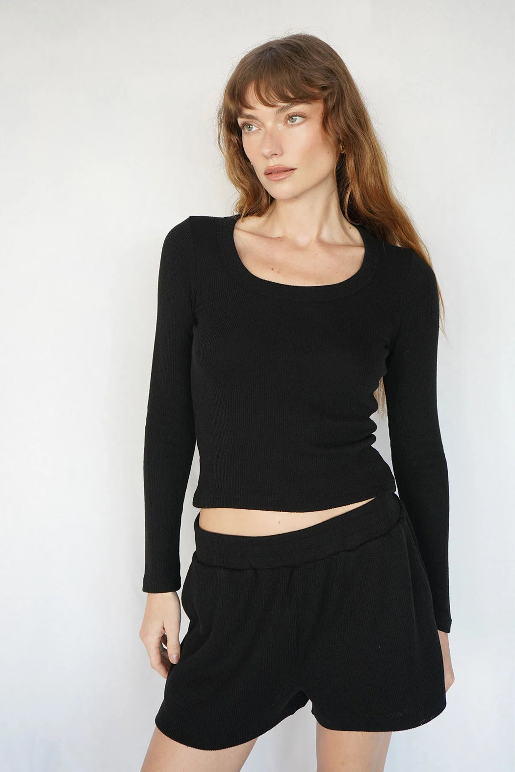 LNA - Black Crown Waffle Scoop Long Sleeve