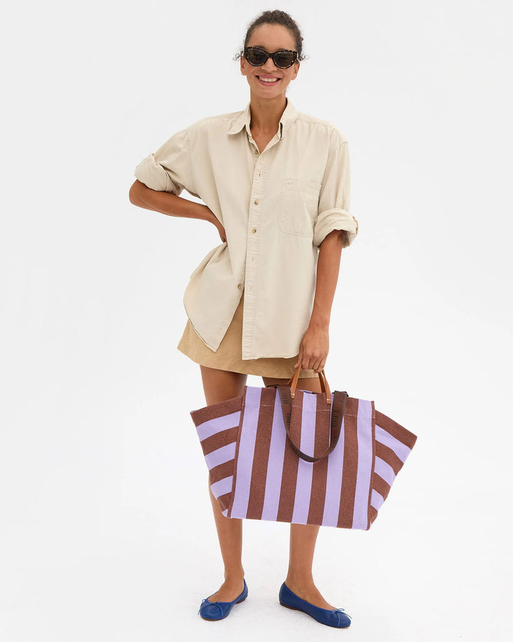 Clare V. - La Cote Tote Jacaranda/Hazelnut Stripe