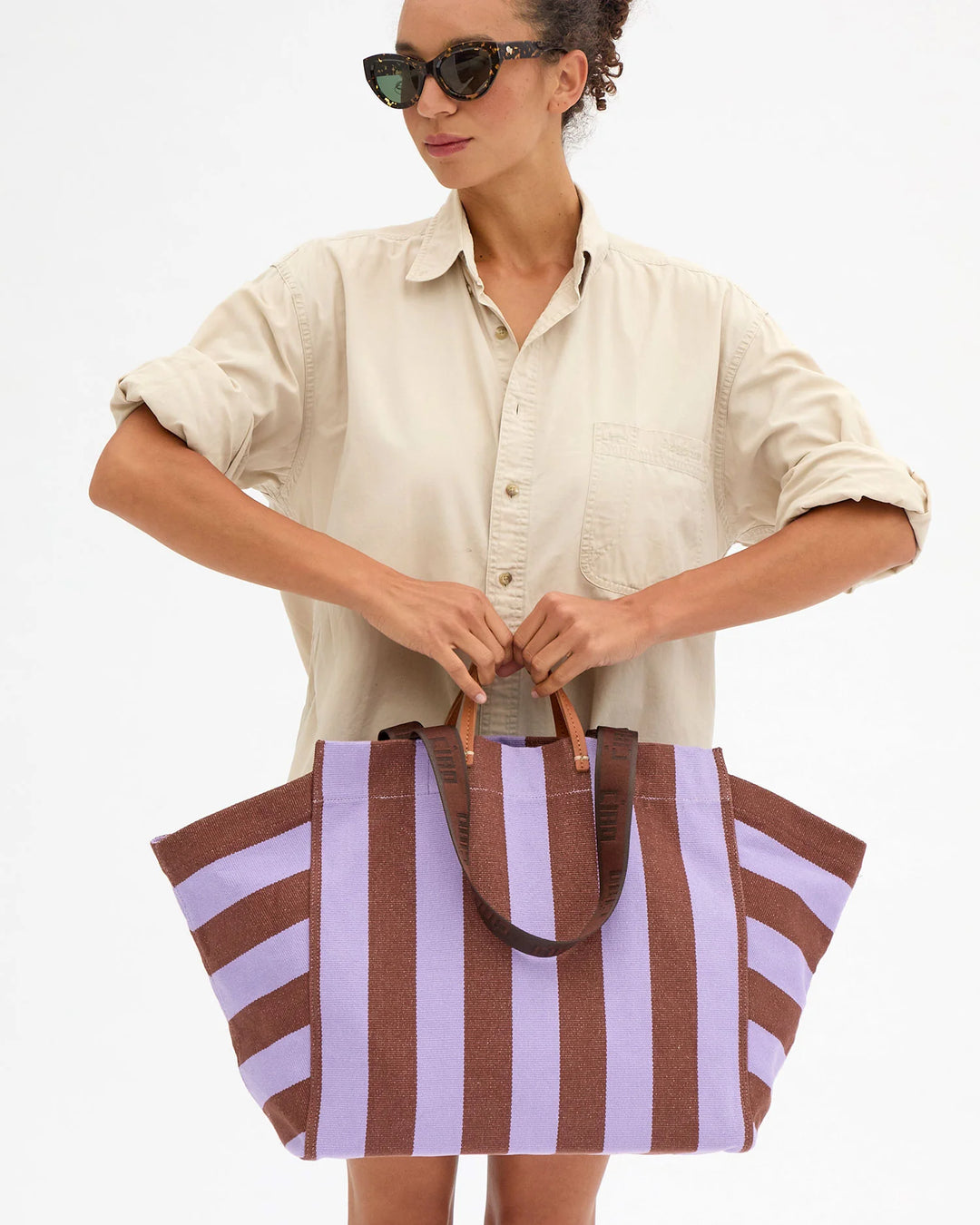 Clare V. - La Cote Tote Jacaranda/Hazelnut Stripe
