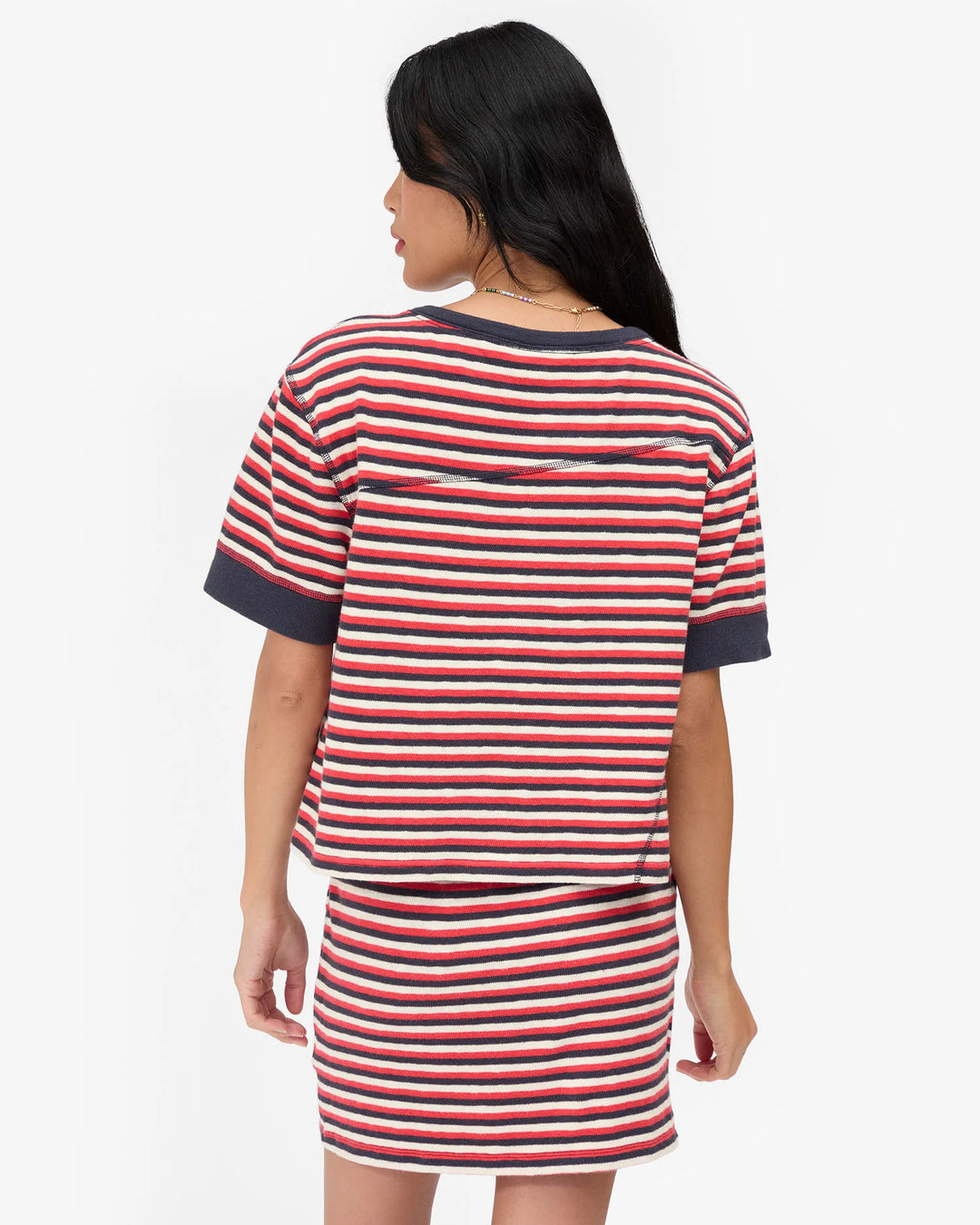 Clare V. - Le Bateau Tee Navy/Cherry Red Stripe