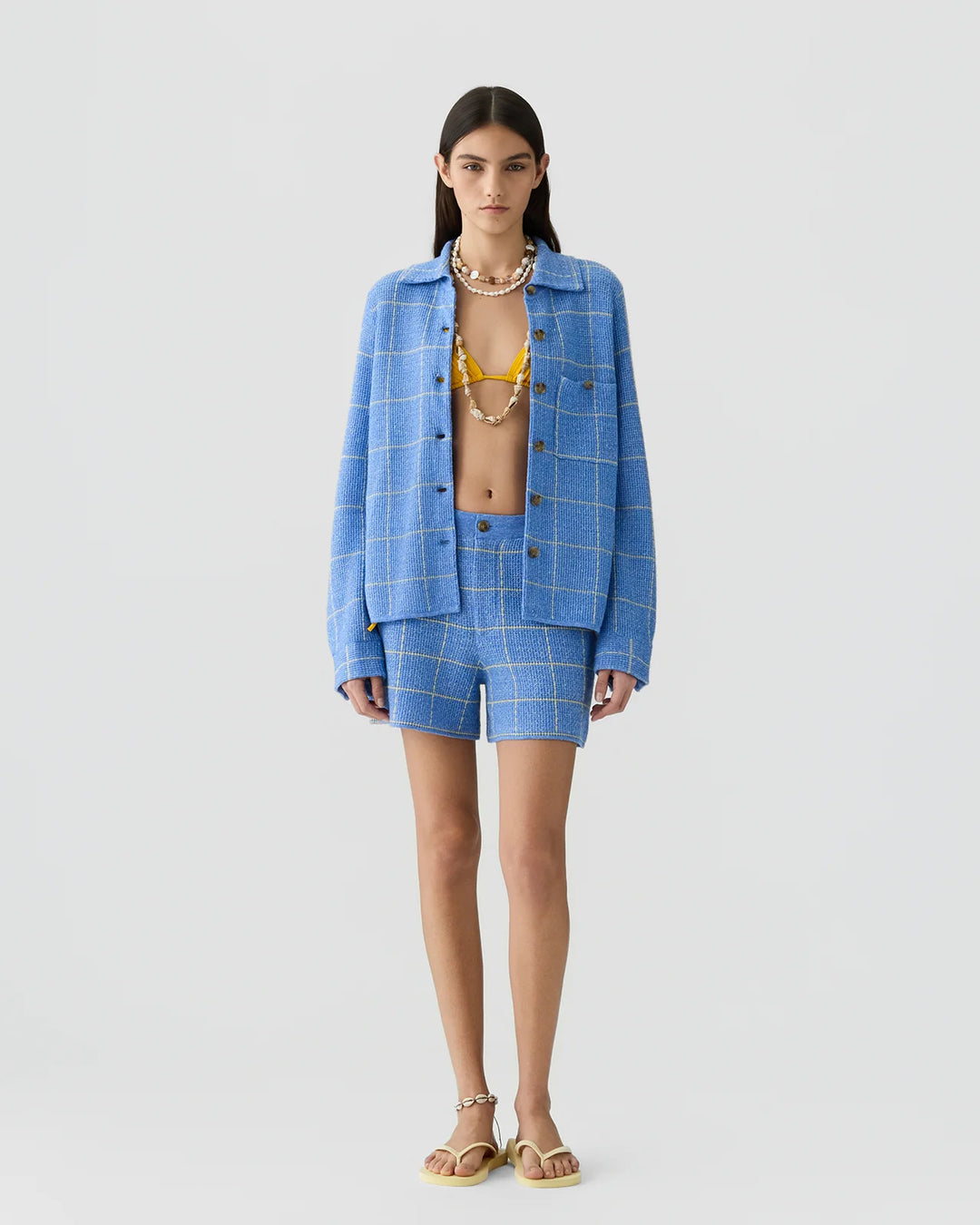 Guest in Residence - Dylan Plaid Shirt Delft Blue Butter