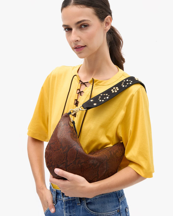 Clare V. - Lune Bag in Auburn Python