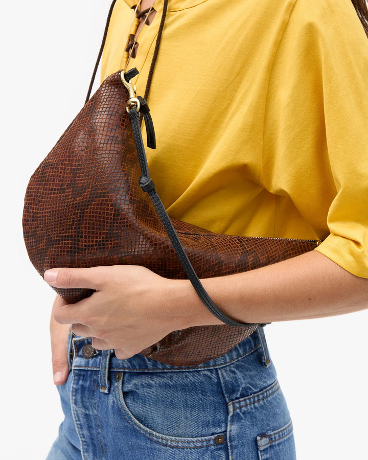 Clare V. - Lune Bag in Auburn Python