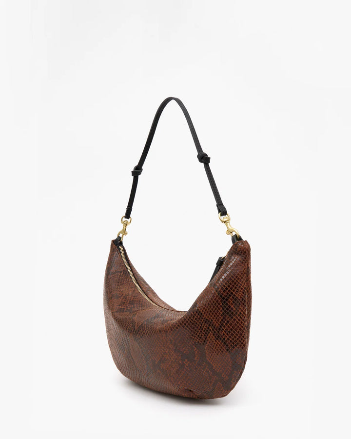 Clare V. - Lune Bag in Auburn Python