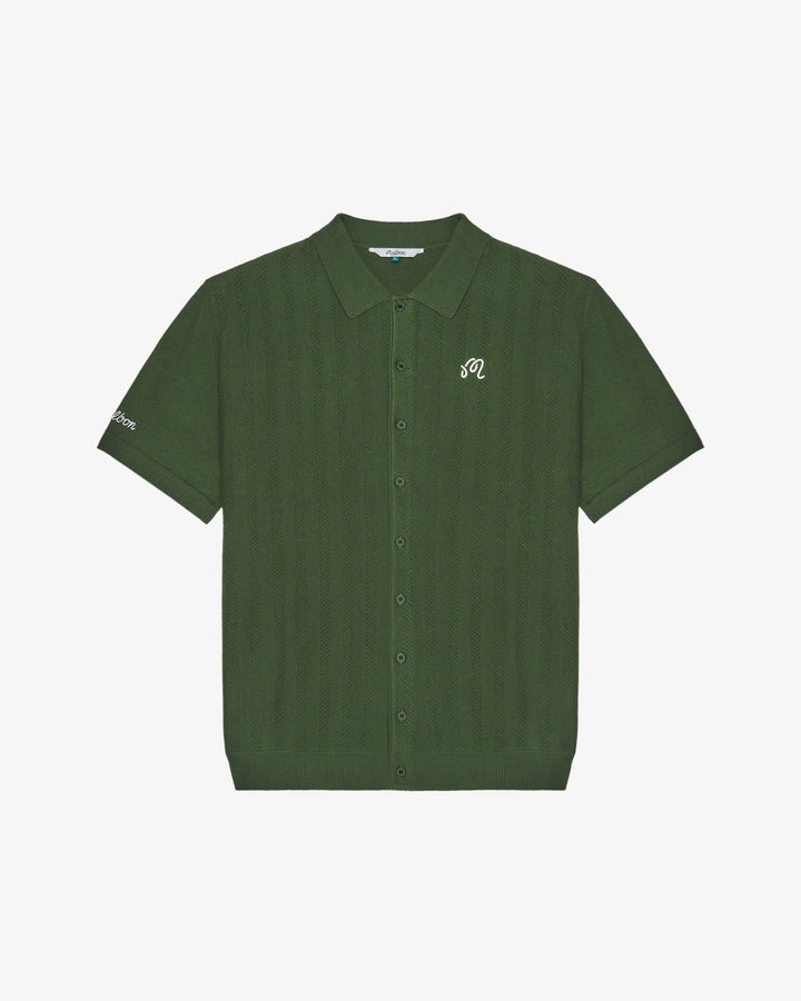 Malbon - Crosscut Crochet Polo in Rifle Green
