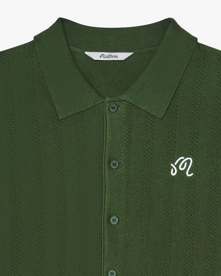 Malbon - Crosscut Crochet Polo in Rifle Green