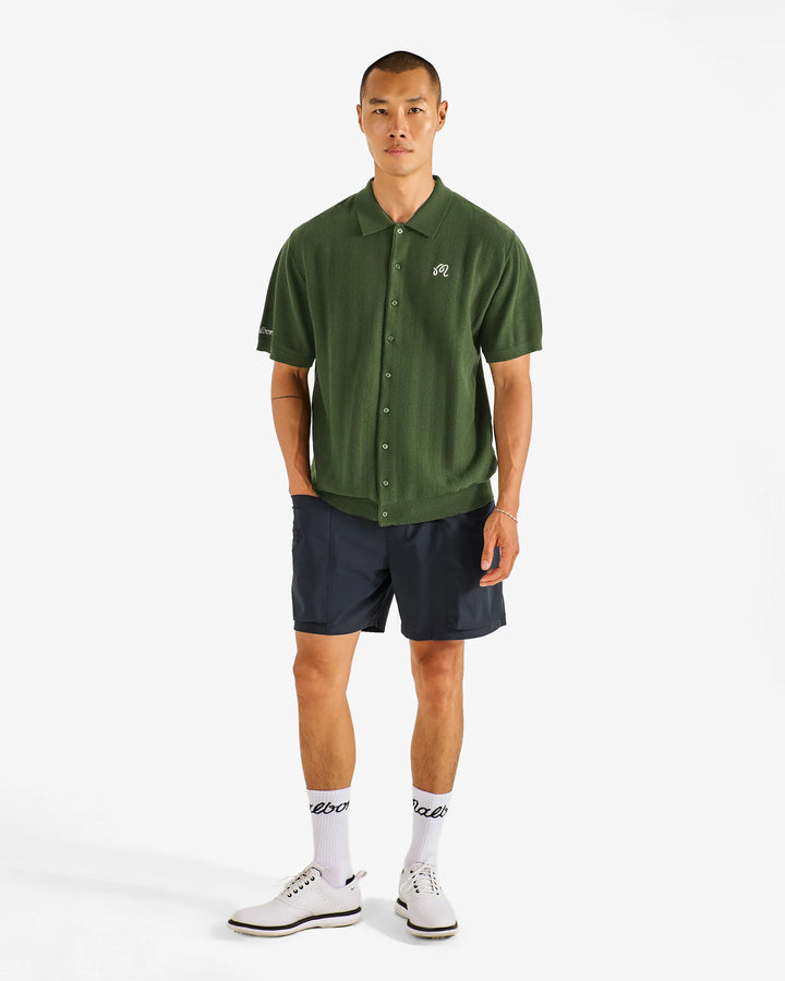 Malbon - Crosscut Crochet Polo in Rifle Green