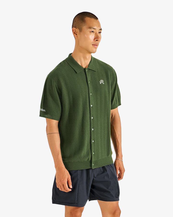 Malbon - Crosscut Crochet Polo in Rifle Green