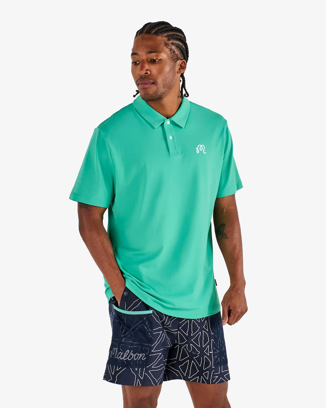 Malbon - Mesh Basket Pocket Shorts in Midnight