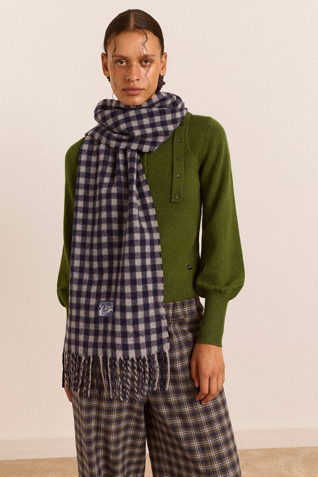 Damson Madder - Willow Gingham Wool Scarf - Kalifornia Jean Bar