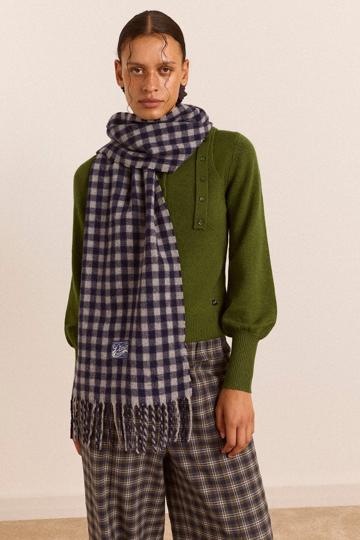 Damson Madder - Willow Gingham Wool Scarf - Kalifornia Jean Bar