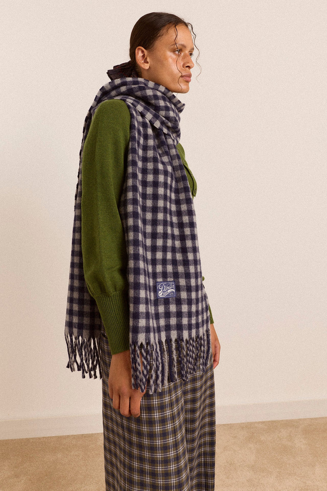Damson Madder - Willow Gingham Wool Scarf - Kalifornia Jean Bar