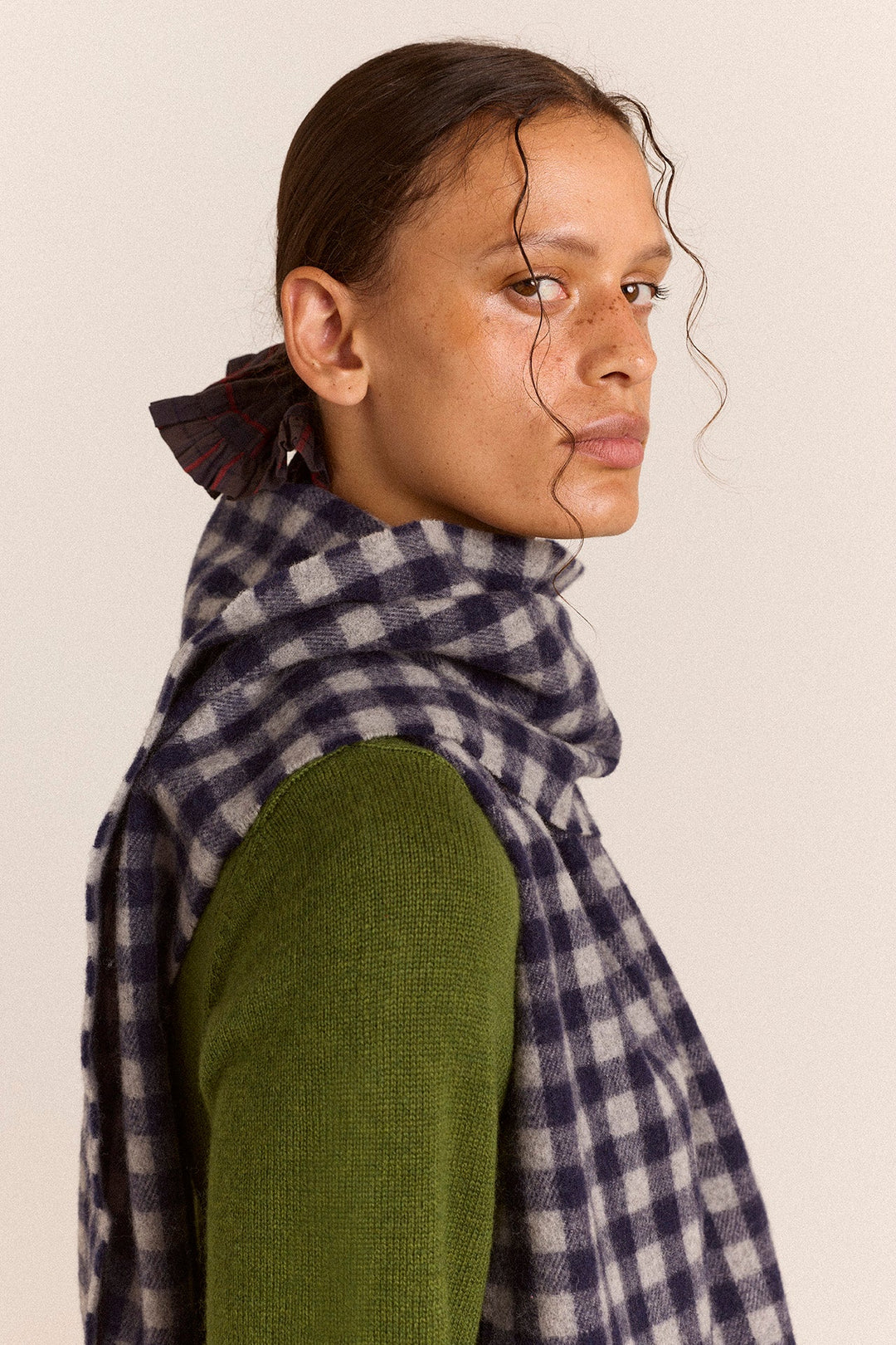 Damson Madder - Willow Gingham Wool Scarf - Kalifornia Jean Bar