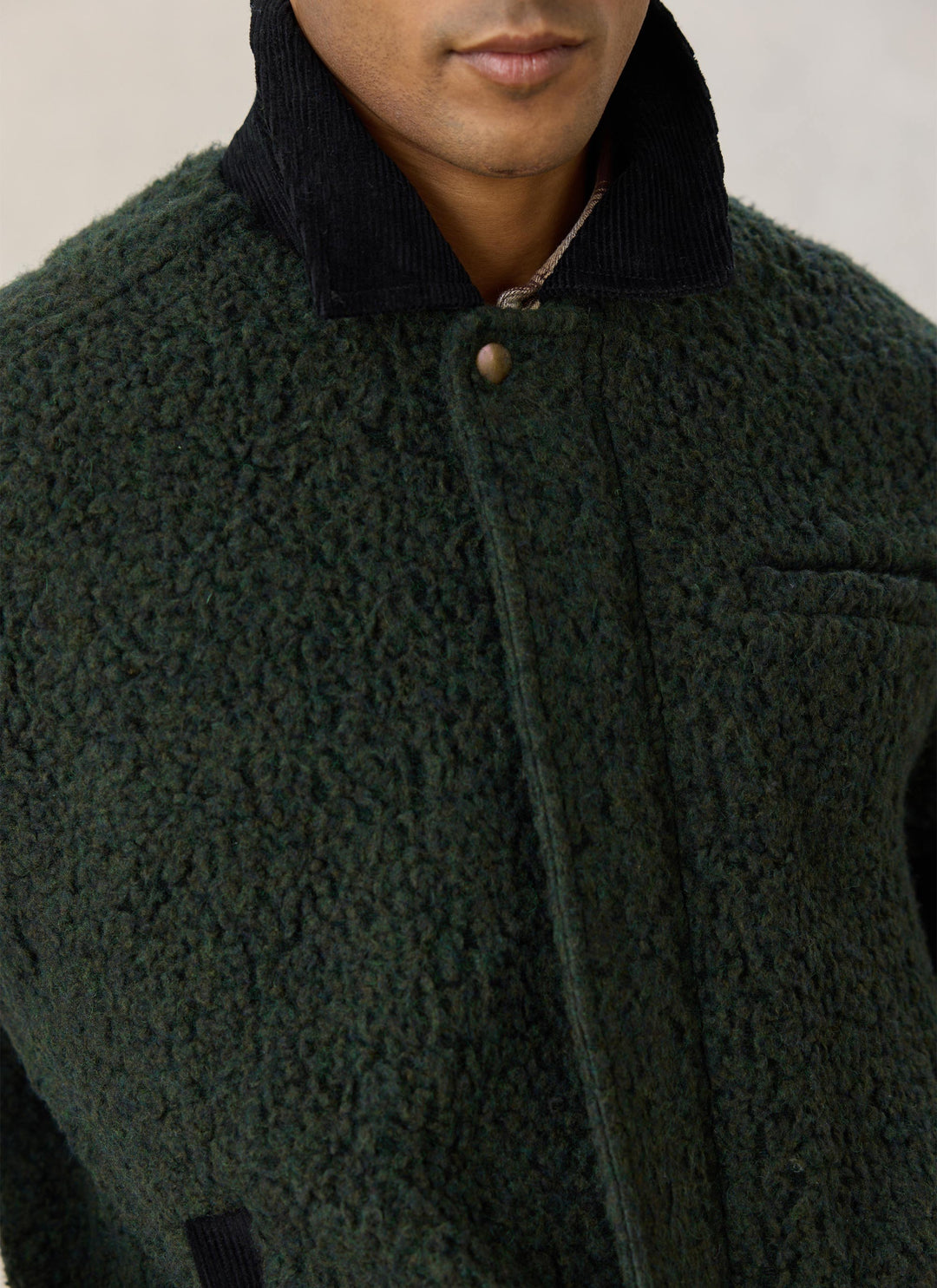 Percival Murrey textured wool blend and cord collar detail