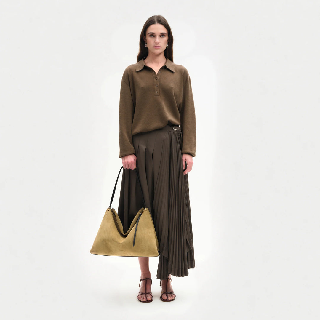 Wandler - Penelope Tote in Khaki Suede/Black