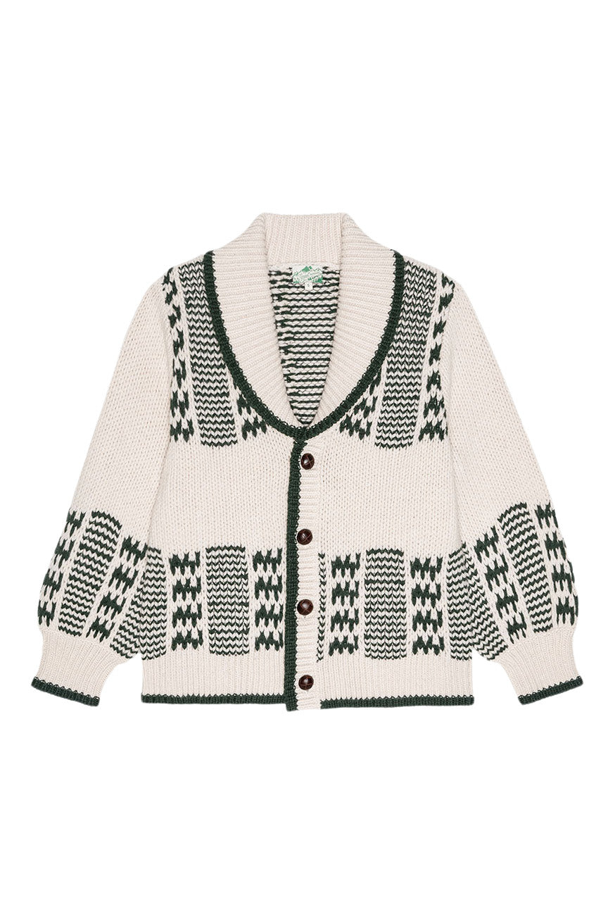 THE GREAT. - Cream/Forest Chalet Cardigan Sweater
