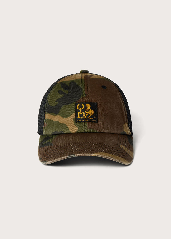 One of These Days - Woven Trucker Hat Woodland Camo