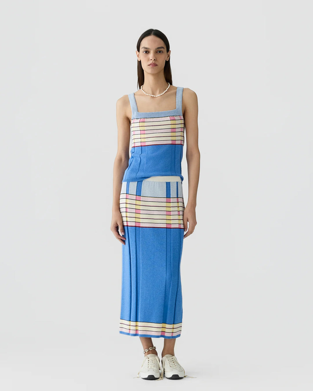 Guest in Residence - Plaited Rib Tank Delft Blue Combo
